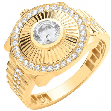 Mens Round Rolex Style CZ Ring