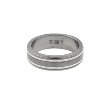 Mens Titanium 2Colour Band Ring Size U