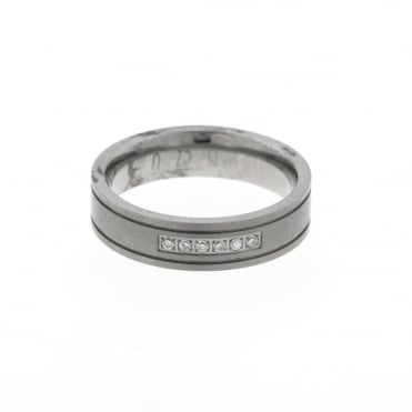 Mens Titanium Cubic Zirconia Band Ring Size U