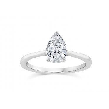 Platinum 3 Claw Pear Lab Diamond Ring 1.55 Carats
