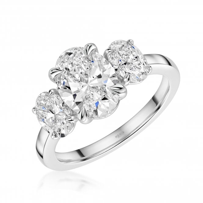 Eternity Platinum 3 Oval Straight Lab Diamond Ring 3 Carats
