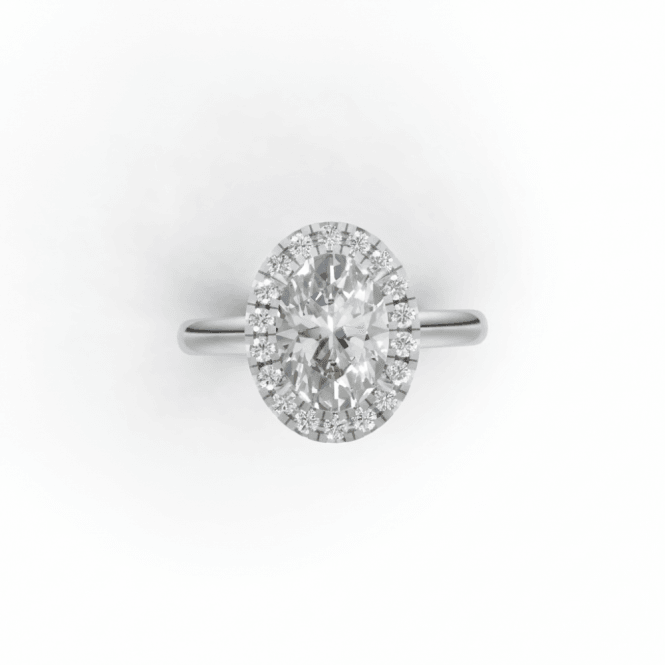 Eternity Platinum Oval Solitaire Halo Lab Diamond Ring 2 Carats