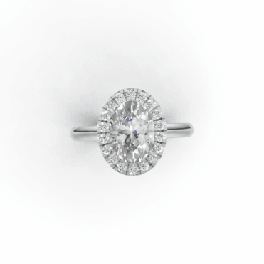 Platinum Oval Solitaire Halo Lab Diamond Ring 2 Carats