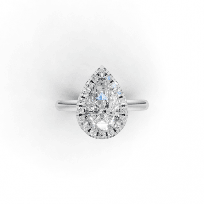 Eternity Platinum Pear Shape Solitaire Halo Lab Diamond Ring 2 Carats