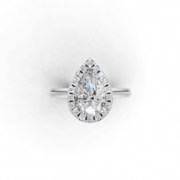 Platinum Pear Shape Solitaire Halo Lab Diamond Ring 2 Carats