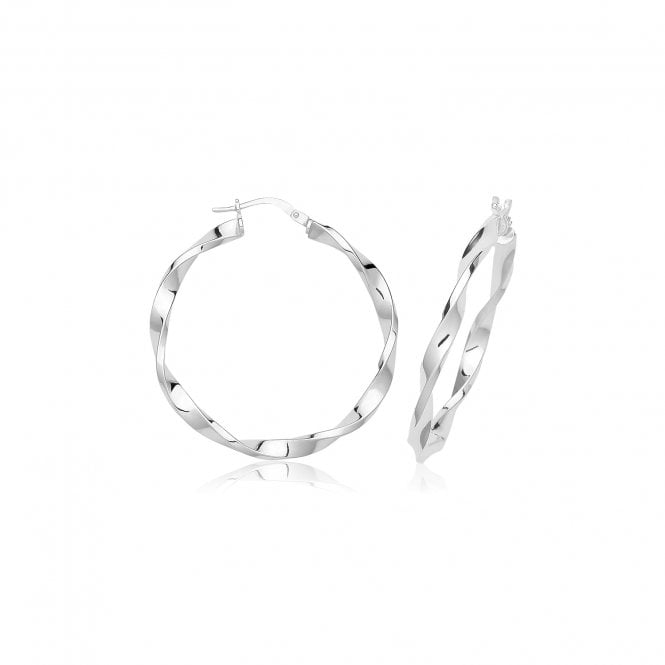 Eternity Silver 30mm Round Polished Twisted Hoop Earrings