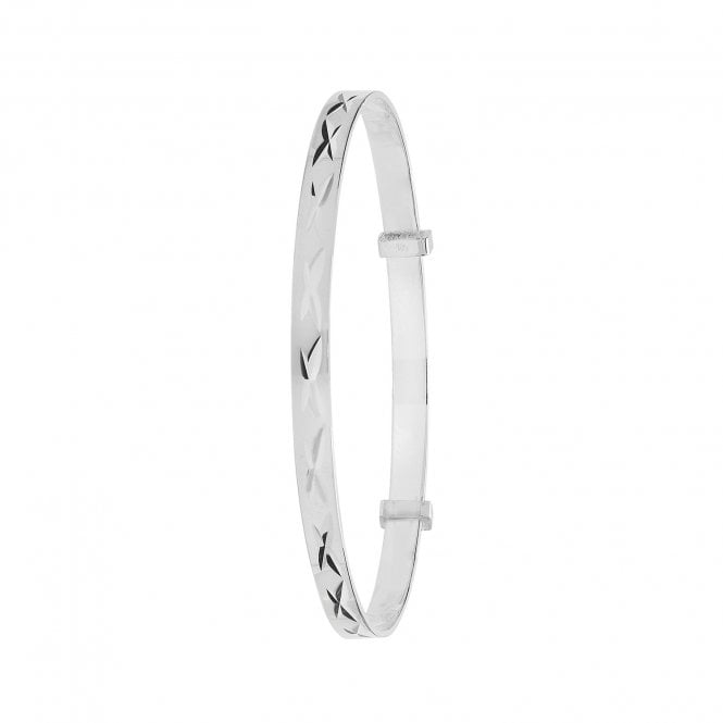 Eternity Silver Babies Diamond Cut Expanding Bangle