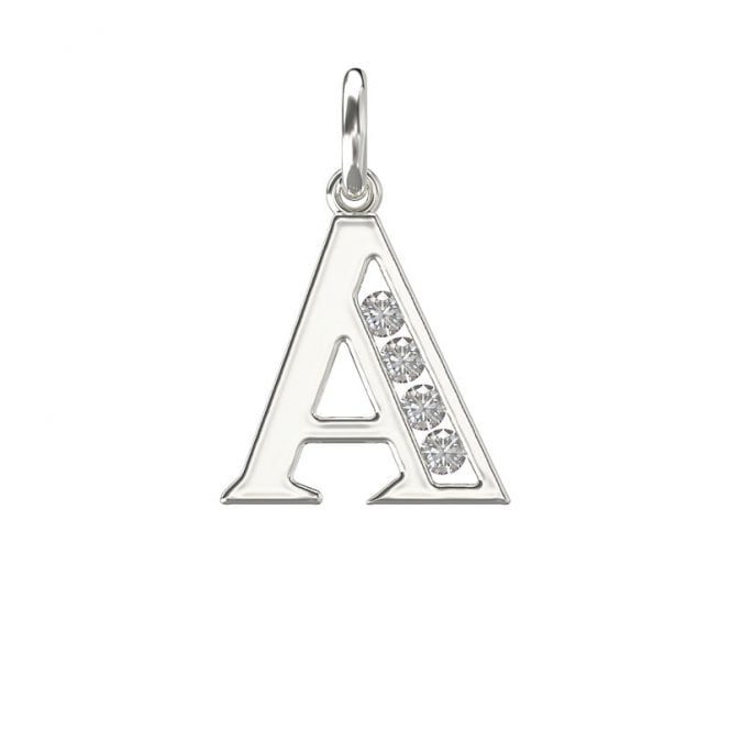 Eternity Silver Block Initial A Cubic Zirconia Pendant & 18