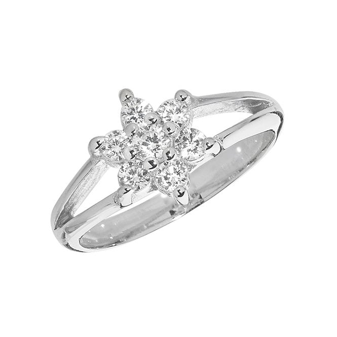 Eternity Silver Childs CZ Flower Ring M