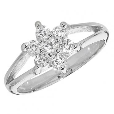 Silver Childs CZ Flower Ring M