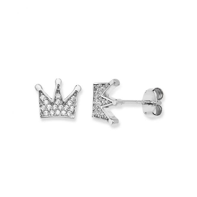 Eternity Silver Crown Cubic Zirconia Stud Earrings