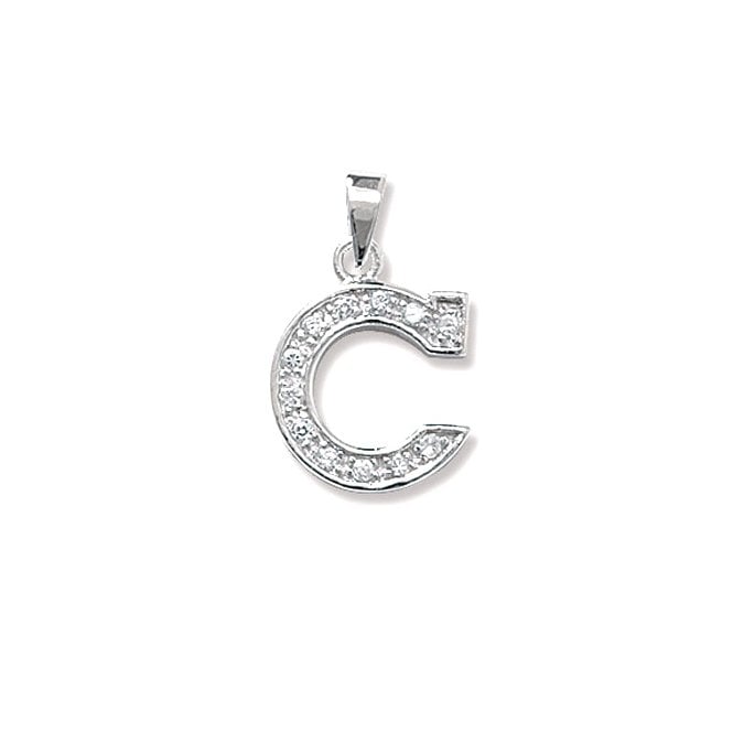 Eternity Silver Cubic Zirconia Initial C Pendant & 18'' Chain