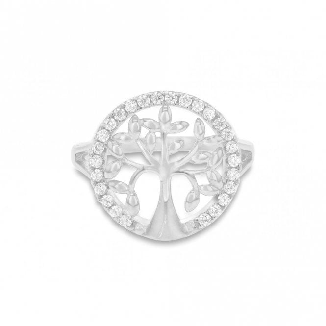 Eternity Silver CZ Tree of Life Ring S
