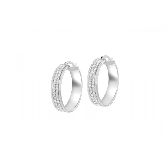 Eternity Silver Double Row Moondust Creole Earrings