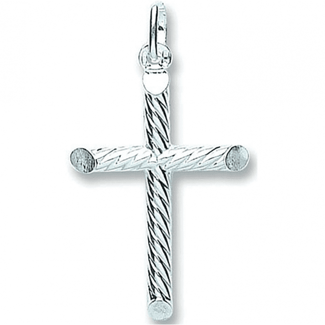 Eternity Silver Fancy Tubular Cross Pendant & 18'' Chain