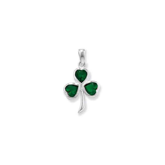 Eternity Silver Green Shamrock Pendant & Chain