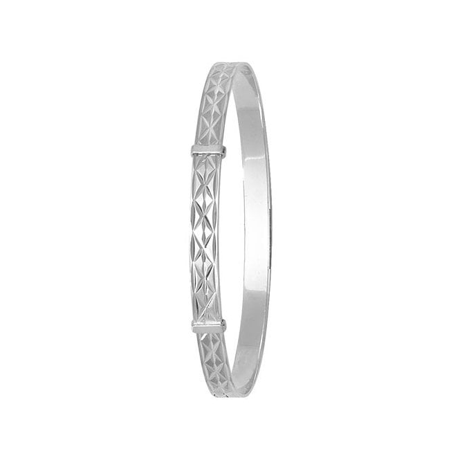 Eternity Silver Ladies Diamond Cut Expanding Expanding Bangle.