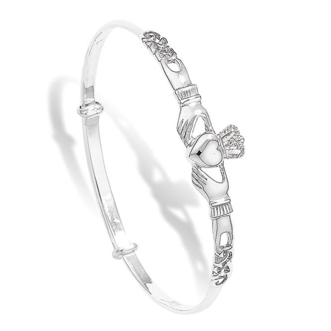 Eternity Silver Ladies Expanding Claddagh Bangle