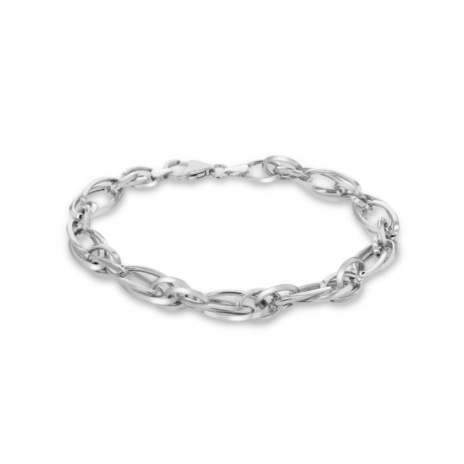 Eternity Silver Ladies Rhodium Plated Fancy Bracelet