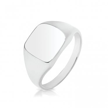 Silver Mens Cushion Signet Ring P
