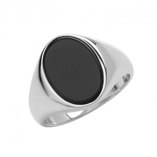 Eternity Silver Mens Oval Onyx Ring S
