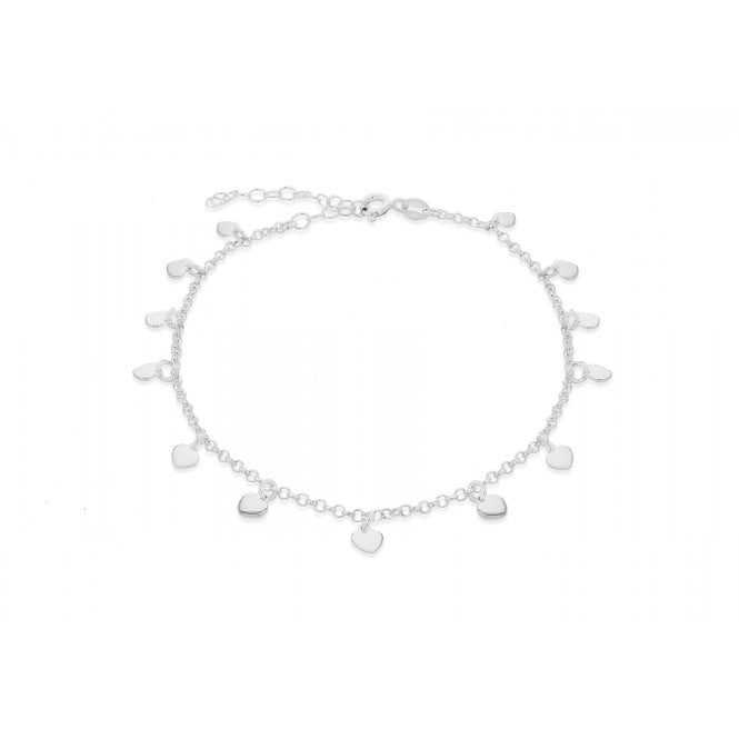 Eternity Silver Multi Heart Drop Anklet