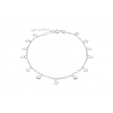 Silver Multi Heart Drop Anklet