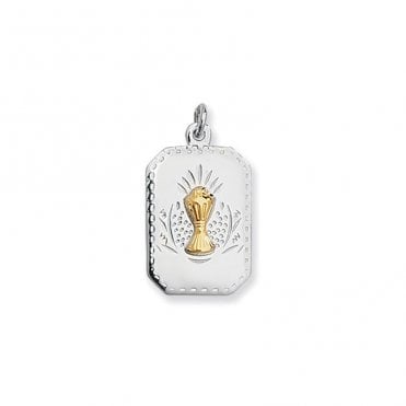 Silver Rect 2Col Communion Cup Necklace
