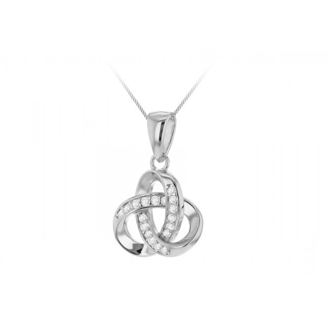 Eternity Silver Rhodium Plated Cubic Zirconia Knot Pendant & 18'' Chain
