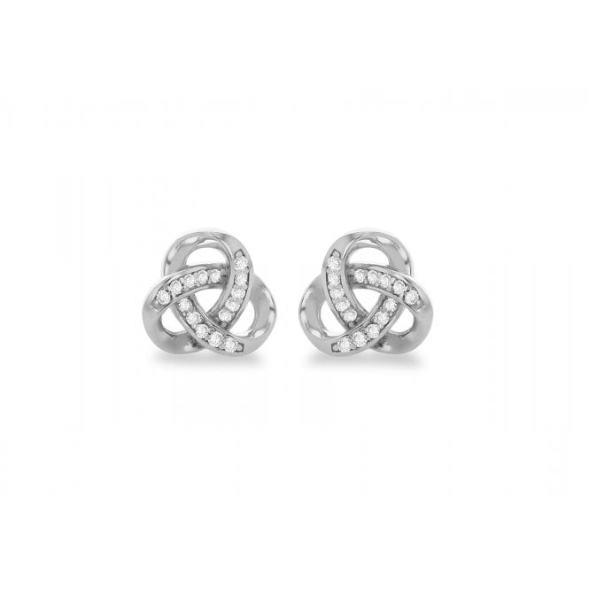 Eternity Silver Rhodium Plated Cubic Zirconia Knot Stud Earrings