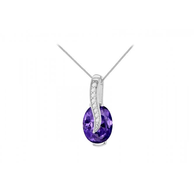 Eternity Silver Rhodium Plated Lilac Cubic Zirconia Pendant & 18'' Chain