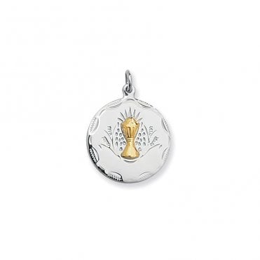 Silver Round 2Col Communion Cup Necklace