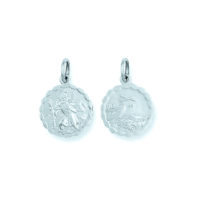 Eternity Silver Small Round Fluted St Christopher Pendant & Chain