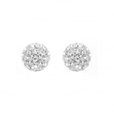 Sterling Silver 10mm Crystal Ball Stud Earrings