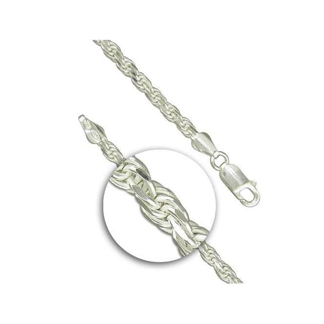 Eternity Sterling Silver 18'' Solid Diamond Cut Rope Chain