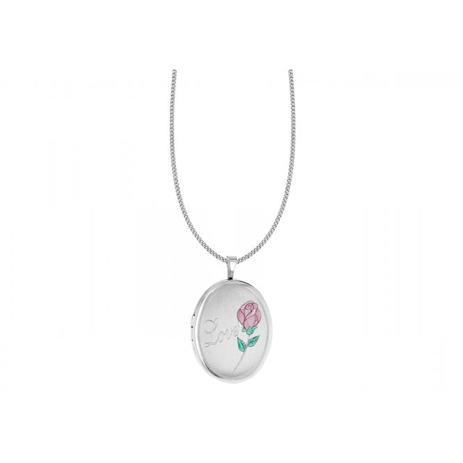 Eternity Sterling Silver 20mm Oval Love Locket and 18'' Chain