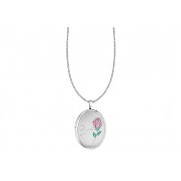 Sterling Silver 20mm Oval Love Locket and 18'' Chain
