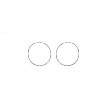 Sterling Silver 20mm Plain Sleeper Hoop Earrings .