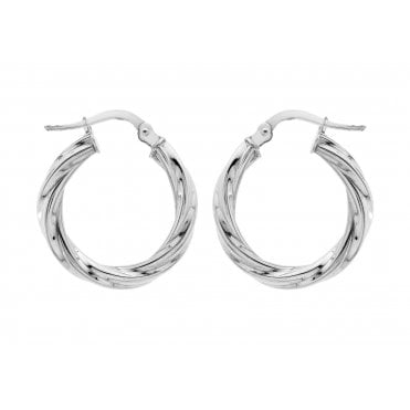Sterling Silver 20mm Twisted Hoop Earrings
