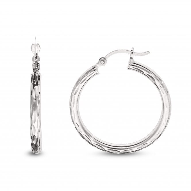 Eternity Sterling Silver 28mm Diamond Cut Creole Hoop Earrings