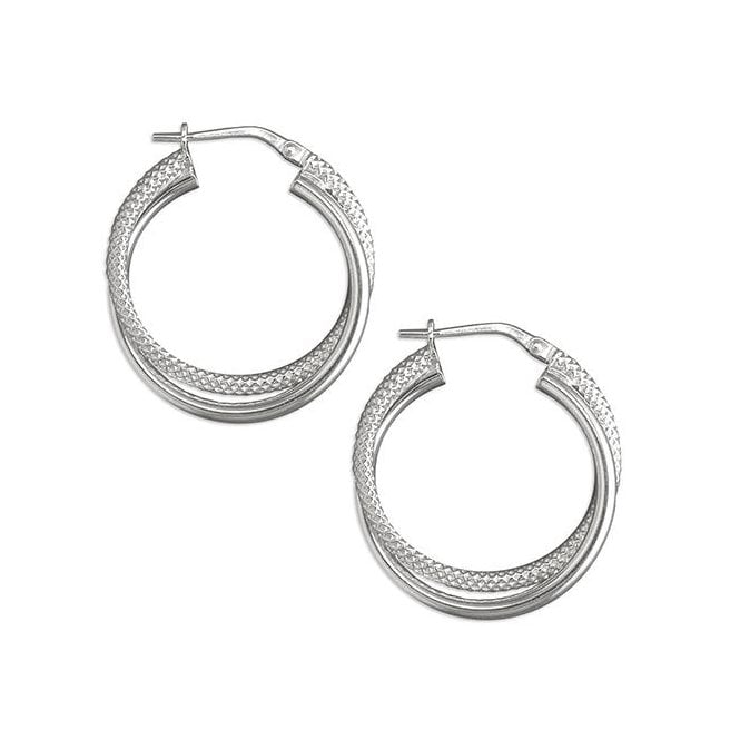 Eternity Sterling Silver 30mm Textured Twisted Hoop Earrings