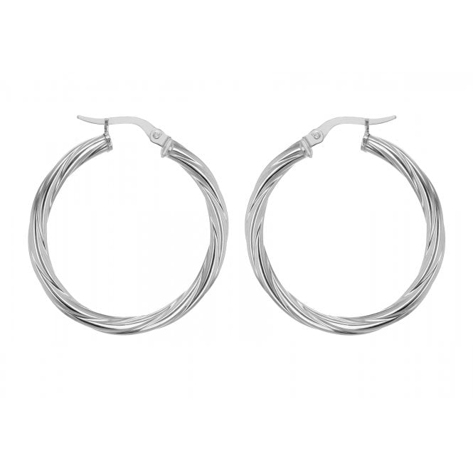 Eternity Sterling Silver 30mm Twisted Hoop Earrings