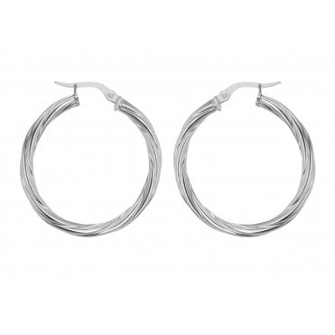 Sterling Silver 30mm Twisted Hoop Earrings