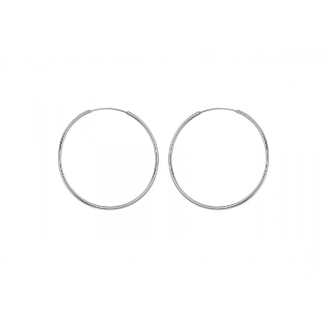 Eternity Sterling Silver 35mm Plain Sleeper Hoop Earrings