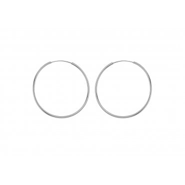 Sterling Silver 35mm Plain Sleeper Hoop Earrings
