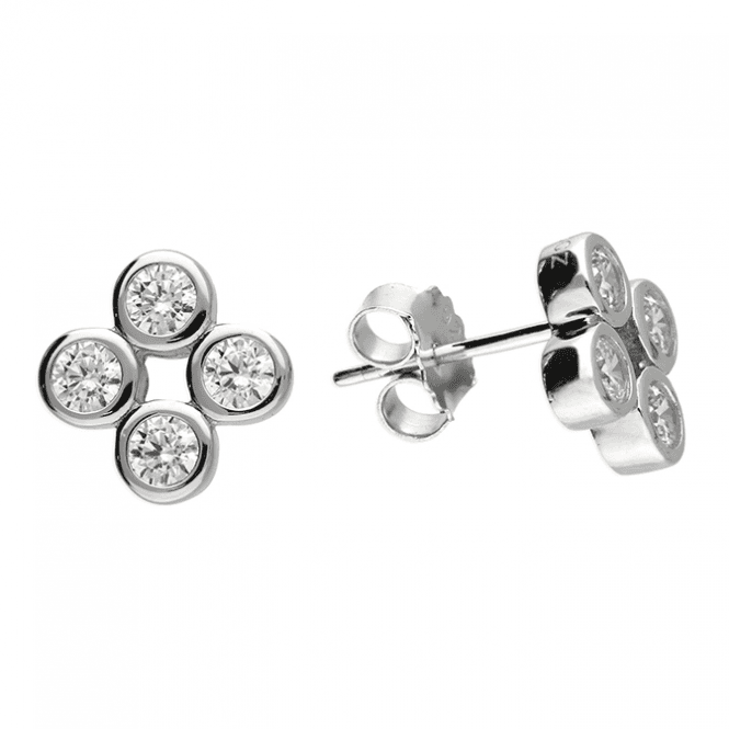 Eternity Sterling Silver 4 Cubic Zirconia Stud Earrings