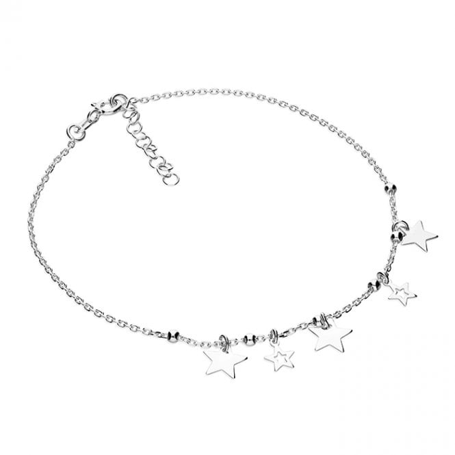 Eternity Sterling Silver 5 Star Anklet