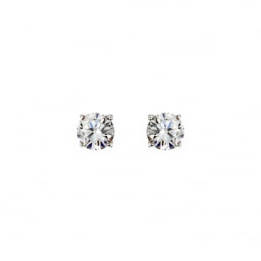 Sterling Silver 6mm Cubic Zirconia Stud Earrings