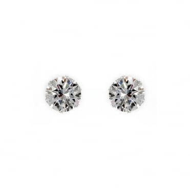 Sterling Silver 7mm Cubic Zirconia Stud Earrings