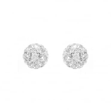 Sterling Silver 8mm Crystal Ball Stud Earrings
